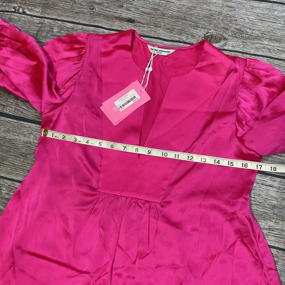 NWT Amanda Uprichard 100% silk pink balloon sleeve blouse size extra small - Picture 6 of 8